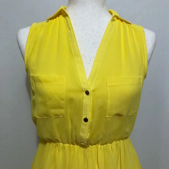 H&M Yellow Blouson Mini Dress Women 4 - Picture 2 of 12
